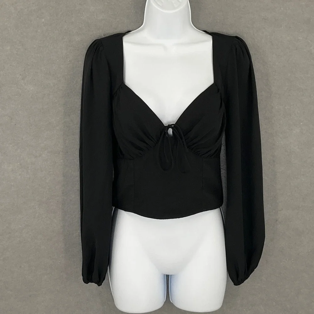 Abercrombie & Fitch Womens Top‎ Small Black Babydoll Sweetheart Neck Whimsigoth